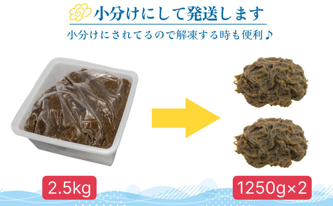 【ふるさと納税】生産量日本一！うるま市塩蔵もずく（お徳用）２．５Kg　塩漬け　もずく　塩蔵　沖縄　手軽　贈り物　冷凍　天ぷら　沖縄そば　ミネラル　海　沖縄　うるま市　勝連