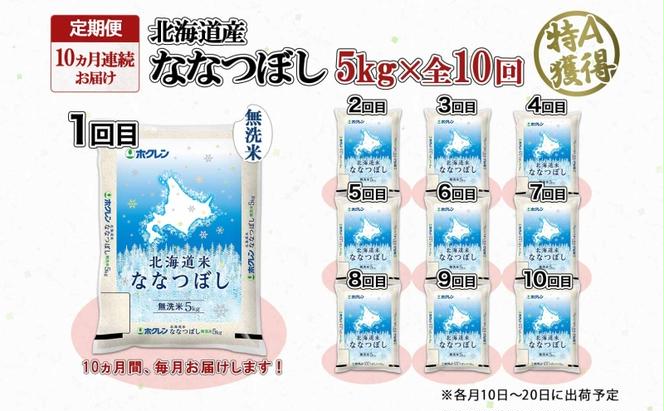 定期便 10ヵ月連続10回 北海道産 ななつぼし 無洗米 5kg 米 特A 白米 お取り寄せ ごはん 道産米 ブランド米 5キロ おまとめ買い お米 ふっくら ようてい農業協同組合 ホクレン 送料無料 北海道 倶知安町