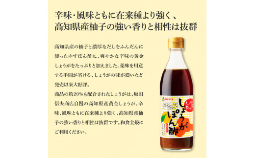 SNS009　生姜ぽん酢360ml×5本 - 高知県産の柚子をふんだんに使ったゆずぽん酢に爽やかな辛味の黄金しょうがをたっぷり加えた特別な一品 ポン酢 ぽん酢しょうゆ 生姜 黄金しょうが 調味料 ドレッシング 鍋