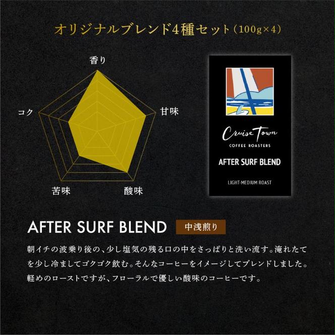 定期便 隔月 4回【茅ヶ崎のスペシャルティコーヒー専門ロースター】CRUISE TOWN COFFEE ROASTERS オリジナルブレンド4種セット（100g×4）