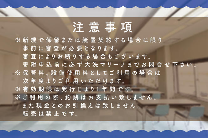 大洗マリーナ 利用券（10万円分） 施設利用 チケット 利用券 係留料 艇置料 レジャー 体験 観光 旅行 釣り フィッシング 大洗町 大洗