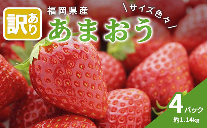 訳あり いちご 2025年2月下旬より発送 あまおう サイズ色々 4パック 約1.14kg 配送不可 離島