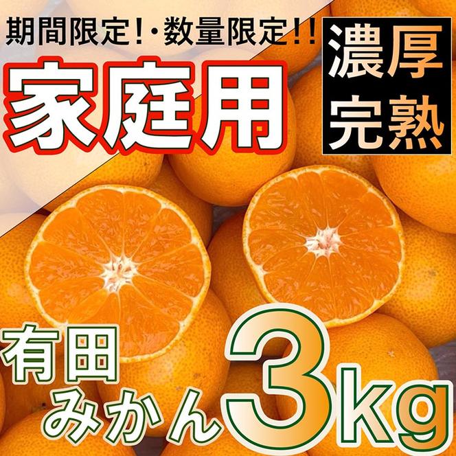 北真農園　有田みかん 家庭用 3kg 濃厚完熟 お試しサイズ ORYY推奨 ※2024年11月上旬～12月下旬頃に順次発送予定