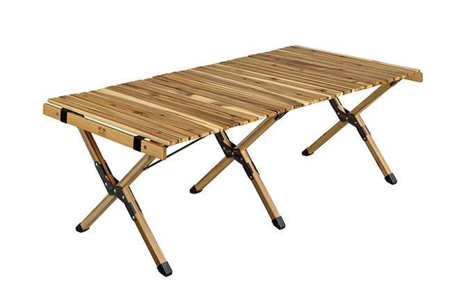 アウトドアテーブル 幅 約120cm HUGEL ウッドロールテーブル WRT-120 折り畳み 折りたたみ キャンプ アウトドア 工具不要 ロール コンパクト収納 アイリスオーヤマ