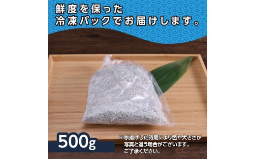 MMK002　上物釜揚げシラス500g 高知県産 釜揚げしらす 簡易梱包 シラス 国産 釜揚げ 新鮮 しらす丼 海鮮丼 お茶漬け 冷凍配送 塩分控えめ お取り寄せ