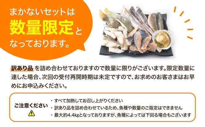 【2024年12月下旬発送】【緊急支援品】わけあり 北海道のおさかな屋さんの まかないセット 冷凍魚貝 最大4kg 事業者支援 中国禁輸措置