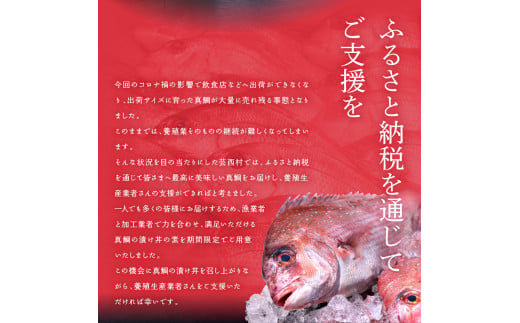 【CF-R5tka】　真鯛・ブリ・カンパチ・マグロの漬け丼セット4種×2P《迷子の真鯛を食べて応援 養殖生産業者応援プロジェクト》 ＃寄付額大幅見直し
