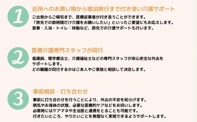 看護師同行 外出支援サービス 2時間コース 介護旅行 医療従事者 看護師