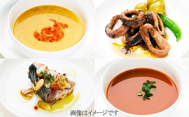 生鮮魚介類をたっぷり活用したスープとコンフィ