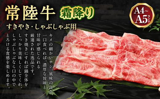 【定期便 5ヶ月】常陸牛 すきやき・しゃぶしゃぶ用（霜降り）400g（茨城県共通返礼品 茨城県産）