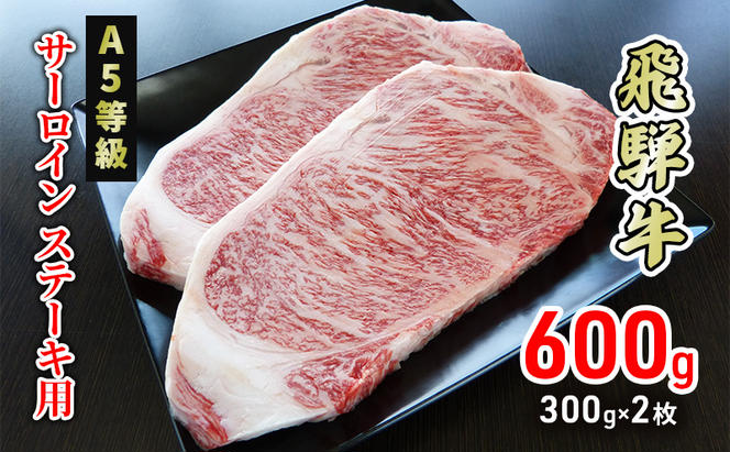 牛肉 飛騨牛 サーロイン ステーキ 600g(1枚 約300g×2枚) 黒毛和牛 Ａ5 美味しい お肉 牛 肉 和牛 サーロインステーキ 【岐阜県美濃市】