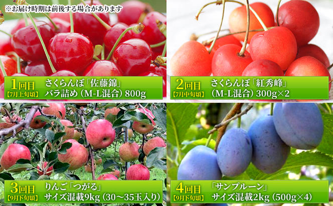 妹尾農園のフルーツ定期便2024［全8回］ 北海道 仁木 さくらんぼ プルーン 梨 りんご