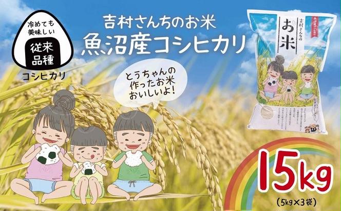 従来品種｜ 魚沼産 コシヒカリ 5kg ×3袋 計15kg 米 こしひかり お米 コメ 新潟 魚沼 魚沼産 白米 送料無料 新潟県産 精米 産直  農家直送 お取り寄せ 吉村さんちのお米 新潟県 十日町市（新潟県十日町市） | ふるさと納税サイト「ふるさとプレミアム」