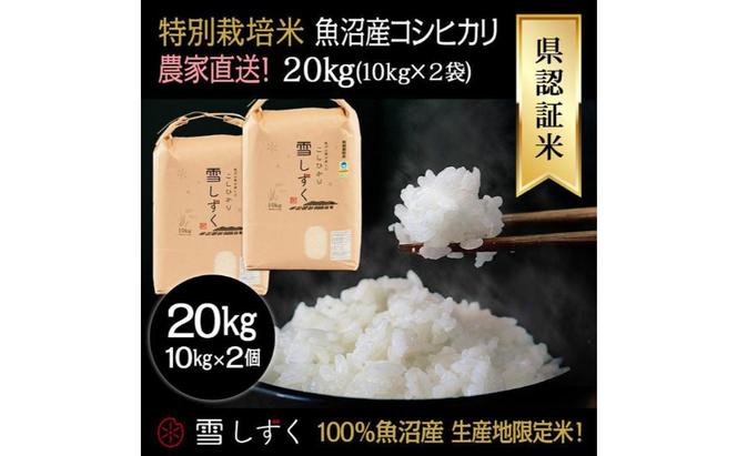 県認証特別栽培魚沼産コシヒカリ【農家直送！】 10kg×2袋
