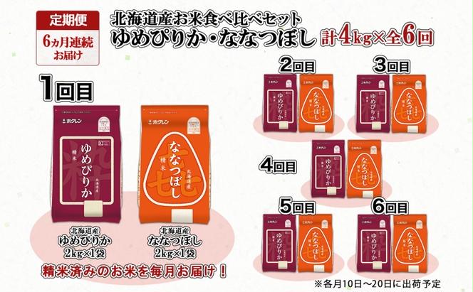 定期便 6ヵ月連続6回 北海道産 ゆめぴりか 喜ななつぼし 食べ比べ セット 精米 各2kg 計10kg 米 特A 白米 お取り寄せ ごはん ブランド米 ようてい農業協同組合 ホクレン 送料無料 北海道 倶知安町