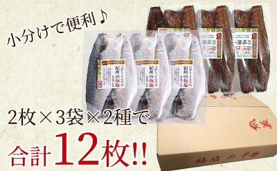 J6024_和歌山産 サバ干物フィレ 6枚 (2枚×3袋) ＆ 和歌山産 サバ味醂干し 6枚 (2枚×3袋) 計12枚 セット