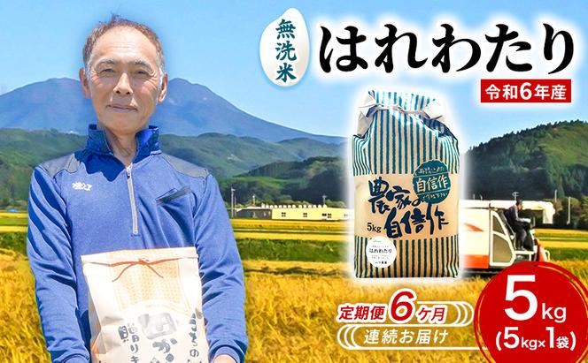 新米 定期便 6ヶ月 令和6年産 無洗米 はれわたり 5kg 1袋 米 白米 こめ お米 おこめ コメ ご飯 ごはん 令和6年 山下農園 6回 半年 お楽しみ 青森 青森県