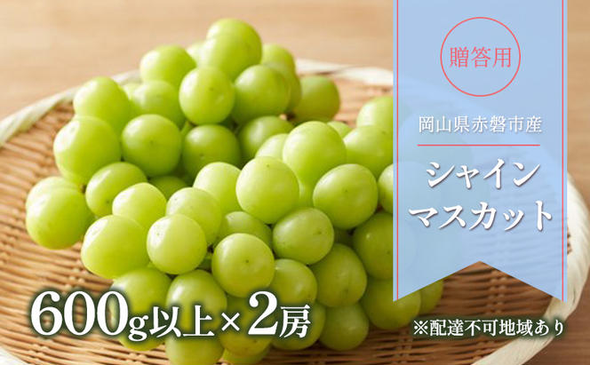 ぶどう 2024年 先行予約 贈答用 シャインマスカット 600g以上×2房 ブドウ 葡萄 岡山県 赤磐市産 フルーツ 果物 ギフト