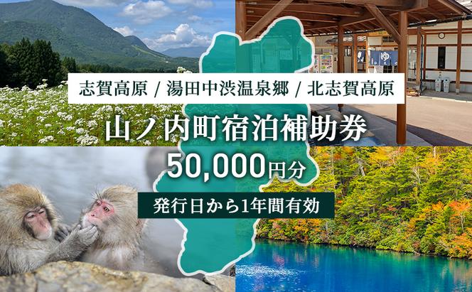 山ノ内町内宿泊補助券（10枚）1年間有効 50,000円分 旅行 宿泊券 ホテル 旅館 チケット 宿泊 補助券 志賀高原 湯田中渋温泉郷 北志賀高原 地獄谷野猿公苑  温泉 ギフト 自然 観光 長野県 信州 冬 スキー