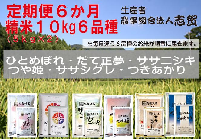 食べ比べ！【6ヶ月定期便】宮城県岩沼市産 志賀沢米 10kg サブスク　