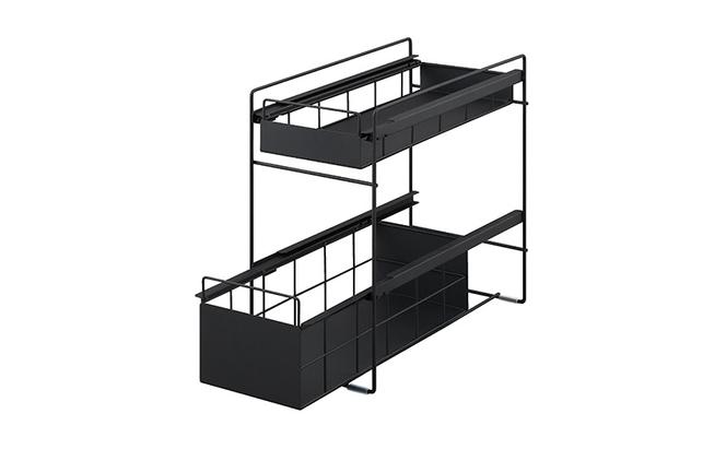 シンク下 収納 引き出し スライド ラック スリム SSR-200 ブラック アイリスオーヤマ 調味料 調味料ラック シンク下収納バスケット 隙間収納 キッチン 台所 収納棚 2段 おしゃれ 省スペース
