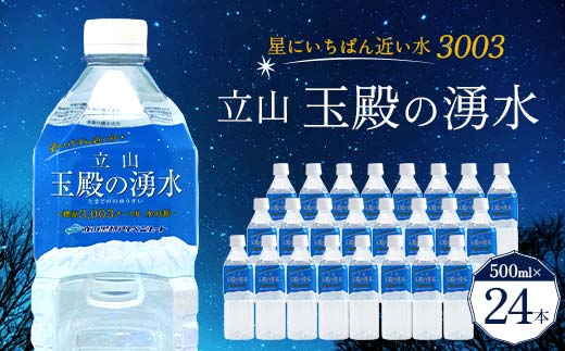 【星にいちばん近い水3003】立山玉殿の湧水 500ml×24本 立山貫光ターミナル 水 2l 2リットル 軟水 ミネラル 湧水 長期保存 備蓄 立山黒部 富山県 立山町 F6T-095