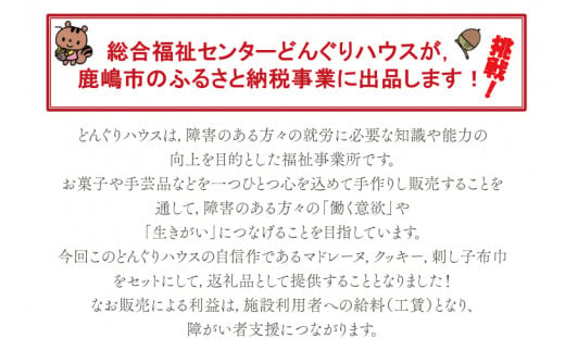 【期間限定】どんぐりハウス ミニコロセット 【茨城県 鹿嶋市 お菓子 セット スイーツ 福祉 刺し子 布巾 手芸 手作り 洋菓子 焼き菓子】(KCN-2)