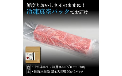 特選 カルビブロック 土佐あかうし 長期熟成肉 300g 田野屋銀象 完全天日塩付き カルビ 牛肉 ブロック 肉 お肉 和牛 国産 牛 熟成肉 ブロック肉 豪華 贅沢 真空パック 冷凍配送