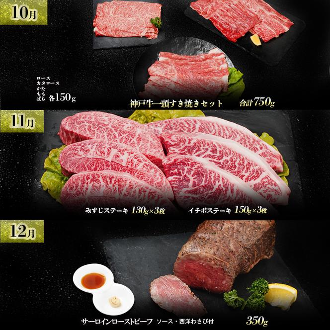 神戸牛 12か月 定期便 連続お届け ブランド牛 ステーキ しゃぶしゃぶ  焼肉 セット 小分け 牛肉 高額 高額寄附 ローストビーフ 神戸ビーフ