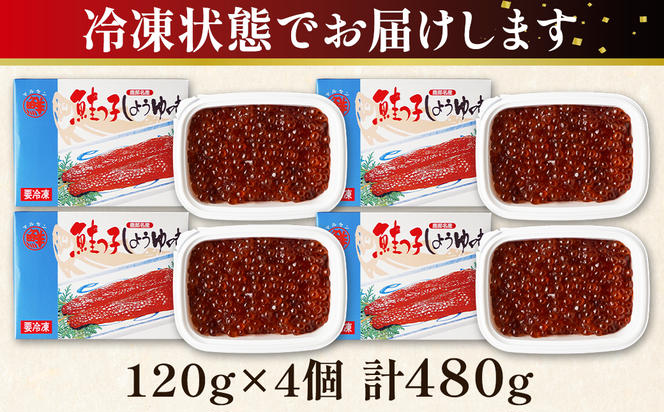 【丸鮮道場水産】鮭っ子しょうゆ味 120g×4個 国産すじこ 秋鮭 すじこ 塩漬け筋子 すじこご飯 筋子醤油漬け 北海道産筋子 食べやすい 一口サイズ 筋子 冷凍筋子 いくら イクラ 筋子 すじこ