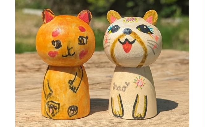 にゃんこけしの絵付け体験 1名様分チケット（オリジナルにゃんこけしを作ろう！）　ねこ　猫　ネコ