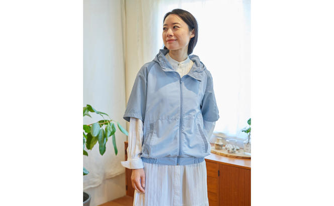 扇風機付き 作業服 空調服 クールウェア CASUAL セット  L  半袖  フード有り  CCHS-L02-A  水色 アイリスオーヤマ バッテリー付き おしゃれ 作業着 熱中症対策 暑さ対策 涼しい ゴルフ  モバイルバッテリー 長時間 ファン付き