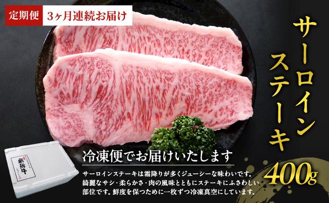 【定期便3ヶ月】牛肉 飛騨牛 サーロイン ステーキ セット 400g（1枚 約200g×2枚） 黒毛和牛 A5 美味しい お肉 牛 肉 和牛 サーロインステーキ 【岐阜県瑞穂市】