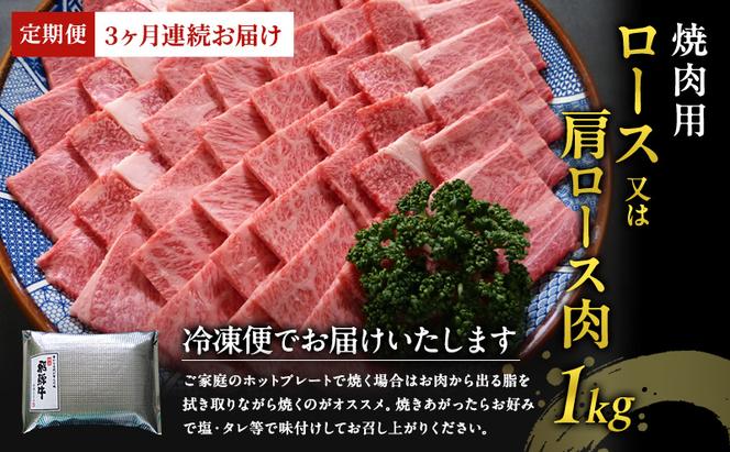 【定期便3ヶ月】牛肉 飛騨牛 焼き肉 セット ロース 又は 肩ロース 1kg 黒毛和牛 Ａ5 美味しい お肉 牛 肉 和牛 焼肉 BBQ バーベキュー 【岐阜県瑞穂市】