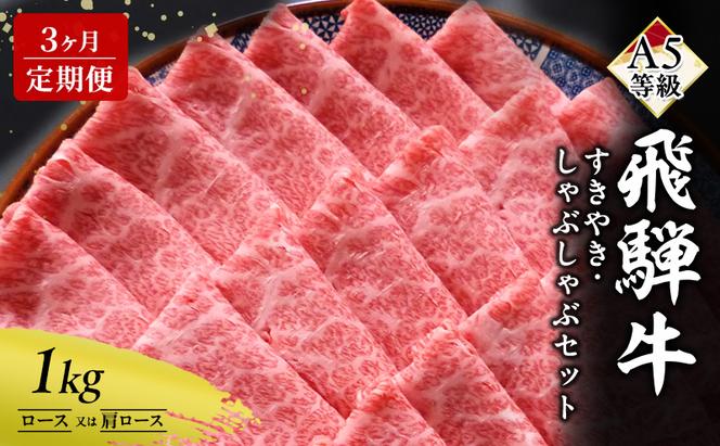 【定期便3ヶ月】牛肉 飛騨牛 すき焼き セット ロース 又は 肩ロース 1kg 黒毛和牛 Ａ5 美味しい お肉 牛 肉 和牛 すき焼き肉 すきやき すき焼肉 しゃぶしゃぶ しゃぶしゃぶ肉 【岐阜県瑞穂市】