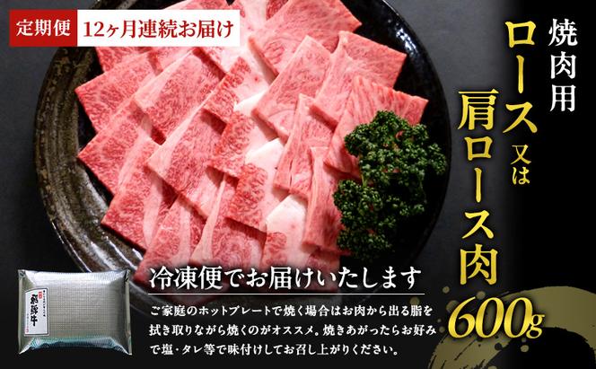 【定期便12ヶ月】牛肉 飛騨牛 焼き肉 セット ロース 又は 肩ロース 600g 黒毛和牛 Ａ5 美味しい お肉 牛 肉 和牛 焼肉 BBQ バーベキュー 【岐阜県瑞穂市】