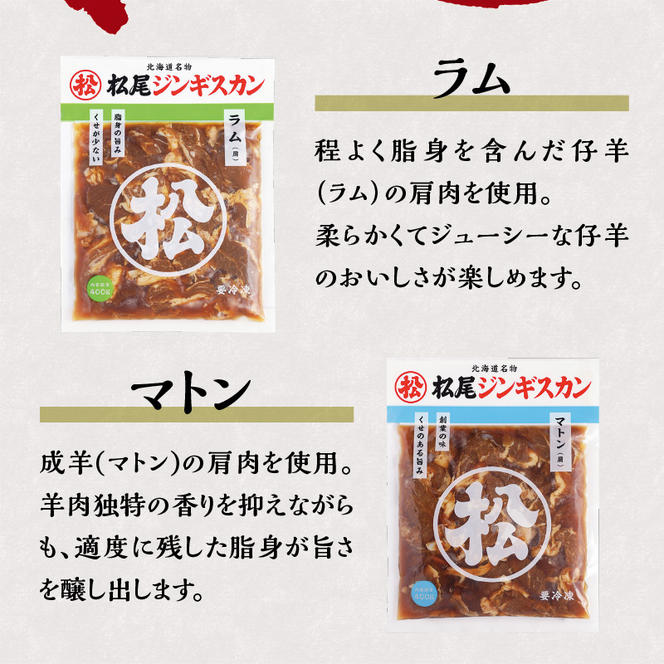 肩肉食べ比べセット 計1.6kg 味付ラム 味付マトン 各400g×2 仔羊 羊 ラム ジンギスカン 味付 肩肉 食べ比べ セット 詰合