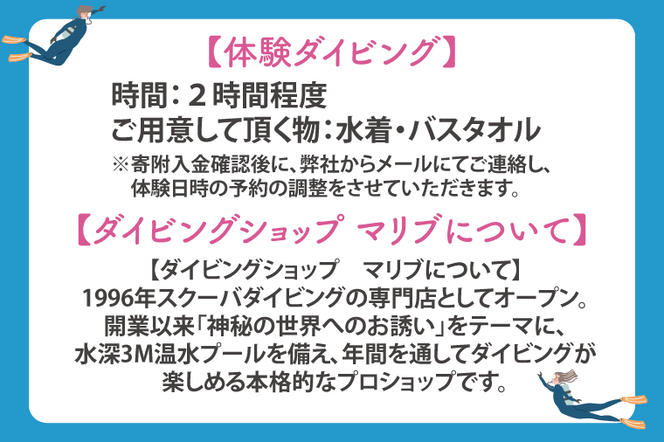 プールでの体験ダイビング（１名）【水中 夏 アクティビティ プール 温水プール ダイビング スポーツ お手軽 体験 マリブ 茨城県 鹿嶋市】（KDA-1）