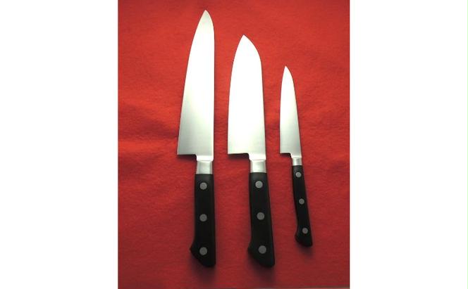 包丁 ふるさと納税専用「豆ねこ包丁」3本セット（牛刀、三徳、ペティ） セット ステンレス 牛刀 三徳 ペティ キッチン用品 日用品 耐久性 鳩山町 埼玉県 