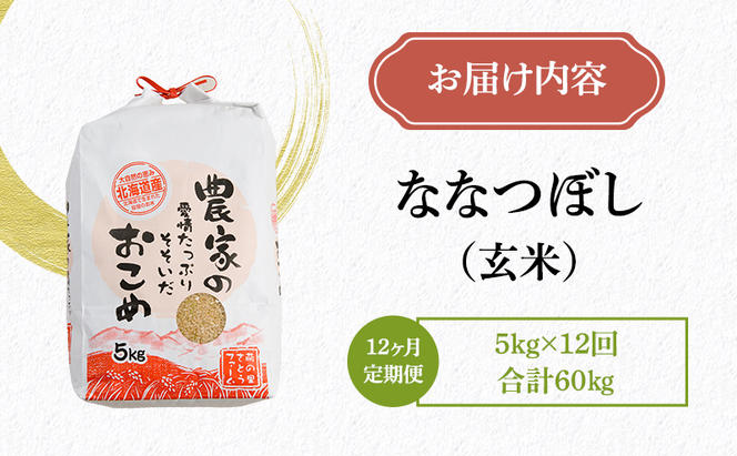 米 第7回米-1GP金賞受賞 定期便 12ヶ月 ななつぼし 玄米 5kg 北海道 南るもい産 お米 5キロ 精米 こめ コメ おこめ げんまい 北海道産 留萌 留萌市