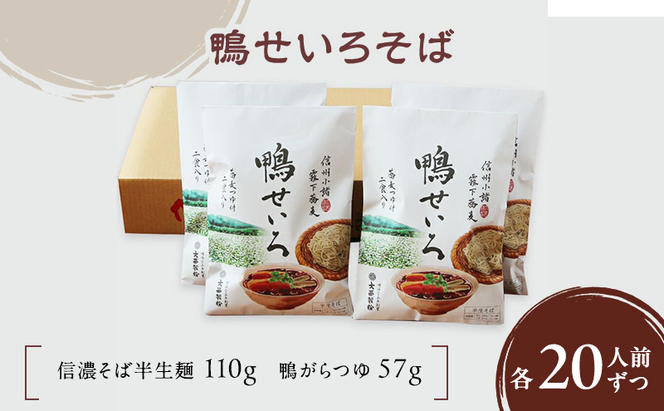 鴨せいろそば　10袋20人前（信濃そば半生麺・鴨がらつゆ付き）麺類　そば　蕎麦　乾麺　信州そば　お取り寄せ　年越しそば　長野　ご当地