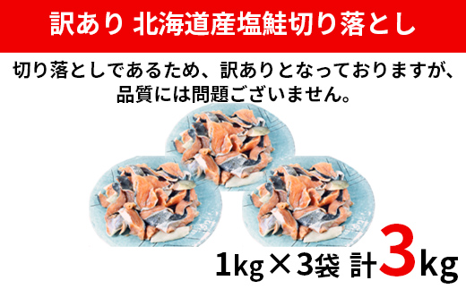 【2024年10月下旬発送】【訳あり】北海道産 塩鮭切り落とし 3kg（1kg×3パック） 冷凍 送料無料