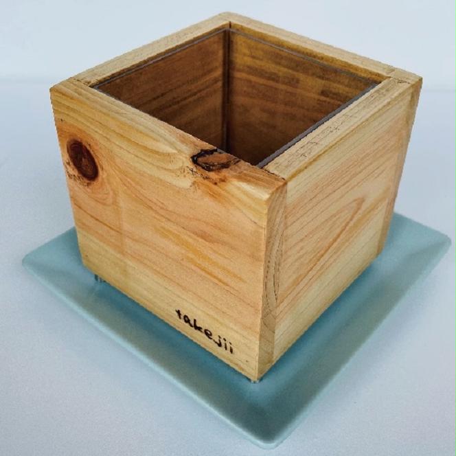 インテリア ART BOX GREEN / 003(木目） アートボックス 観葉植物 多肉植物 岡山 赤磐市 takejii craft