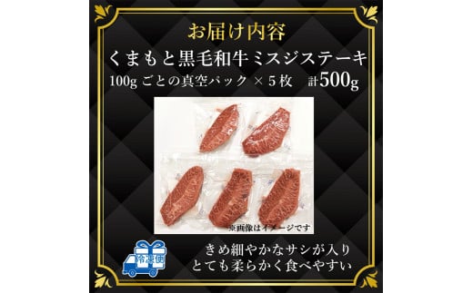 FKK19-936_ 【厳選希少部位】【A4～A5】 くまもと黒毛和牛ミスジステーキ 約500g（100g×5）