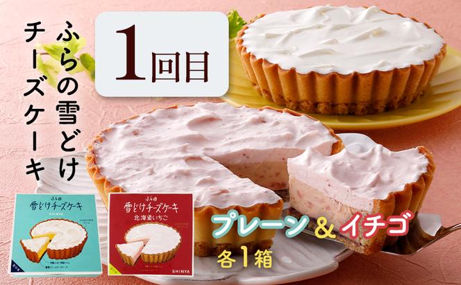 【定期便】人気ふらの銘菓 ふらの雪どけチーズケーキ (プレーン・いちご)(プレーン・ショコラ)2品×全2回 《2ヵ月連続お届け》 イチゴ ショコラ チーズケーキ 菓子 ケーキ スイーツ カステラ 冷凍 定期 お楽しみ 北海道 富良野 富良野市