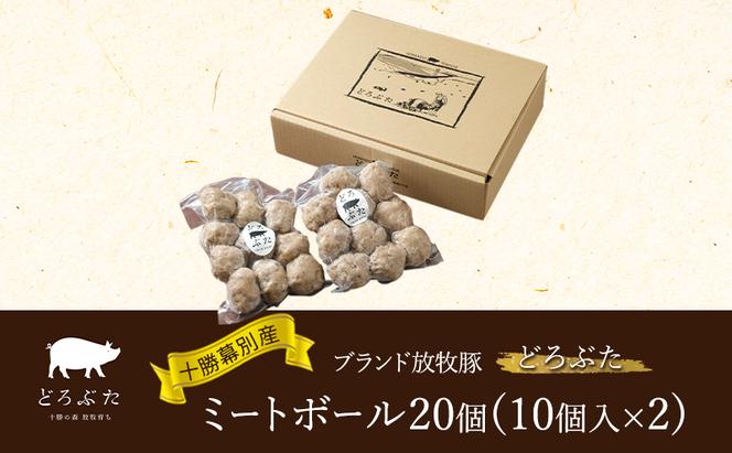 十勝幕別産ブランド放牧豚［どろぶた］ミートボール20個（10個入×2）　北海道 エルパソ 放牧豚