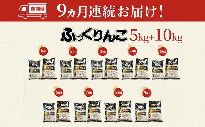 【9カ月定期便】北海道 木古内産 ふっくりんこ 15kg 特A 精米 米 お米 白米 北海道米 道産米 ブランド米 ごはん ご飯 おにぎり ふっくら 産地直送 木古内公益振興社 送料無料