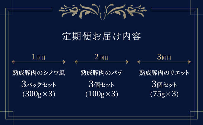 【3ヶ月連続お届け】【長谷川自然牧場産豚肉使用】【お家レストラン】フレンチお楽しみ定期便(シノワ風煮込/パテ/リエット各3パック×3ヶ月)