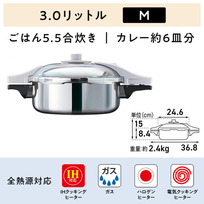 【80周年特別寄付額】アサヒ軽金属 圧力鍋 フライパン セット ゼロ活力なべ パスカル(Ｍ)＋オールパンゼロ(22) ステンレススチーマー付属 