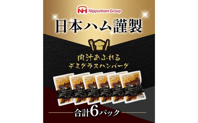 【定期便】肉汁あふれるデミグラスハンバーグ6個入 3ヶ月定期便 　日ハム 冷凍 個食 使い切り